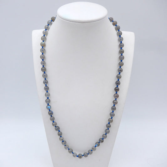 Colliers de pierres précieuses de perles, colliers de pierres précieuses de Labradorite rondes, collier de boucle en argent 925