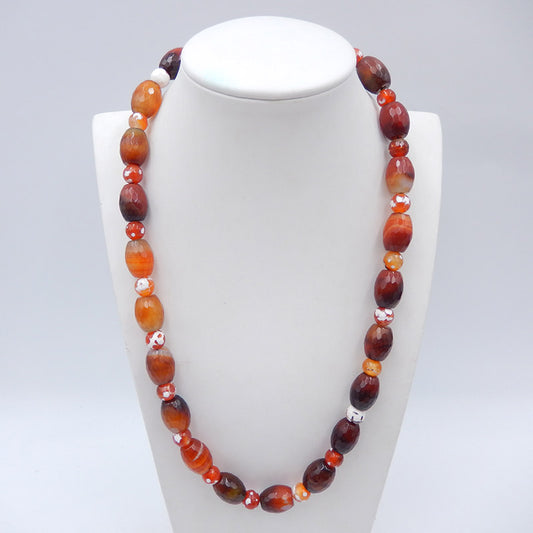 Colliers de pierres précieuses de perles, colliers de pierres précieuses d'agate rouge ronde, collier de boucle en argent 925