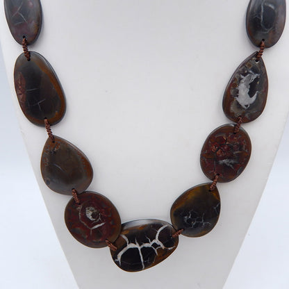 Septarian Gemstone Necklaces, Gemstone Pendant Necklace, Adjustable Necklace, 18-28 inch, 57.5g