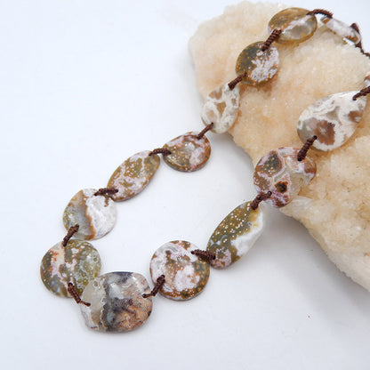 Colliers de pierres précieuses à 1 brin, colliers de pierres précieuses rondes en jaspe océanique, collier réglable
