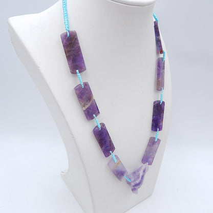 手工紫水晶雕刻狼头和 8 件紫水晶吊坠组合，珠宝项链，可调节项链