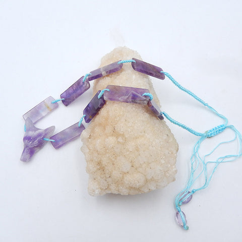 1 Strand  Amethyst Gemstone Pendant Beads For Necklace, Gemstone Jewelry For Gift, 33x13x3mm, 37x26x13mm