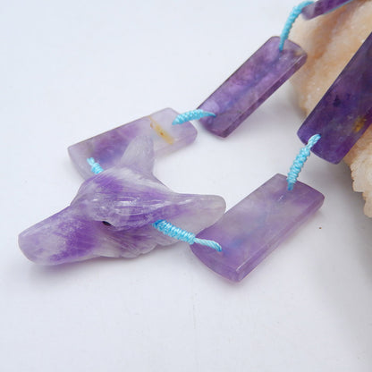 8 pcs Natural Amethyst Pendant Beads for Necklace 33x13x3mm, 37x26x13mm, 37x26x13mm