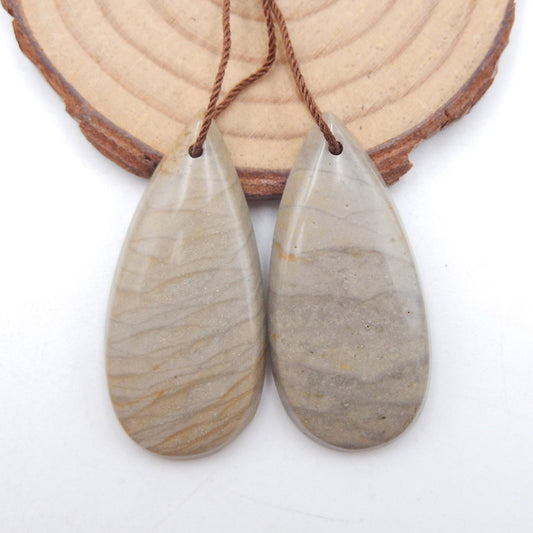 Perles de boucle d'oreille en pierre gemme de jaspe naturel, 41x19x5 mm, 11,7 g