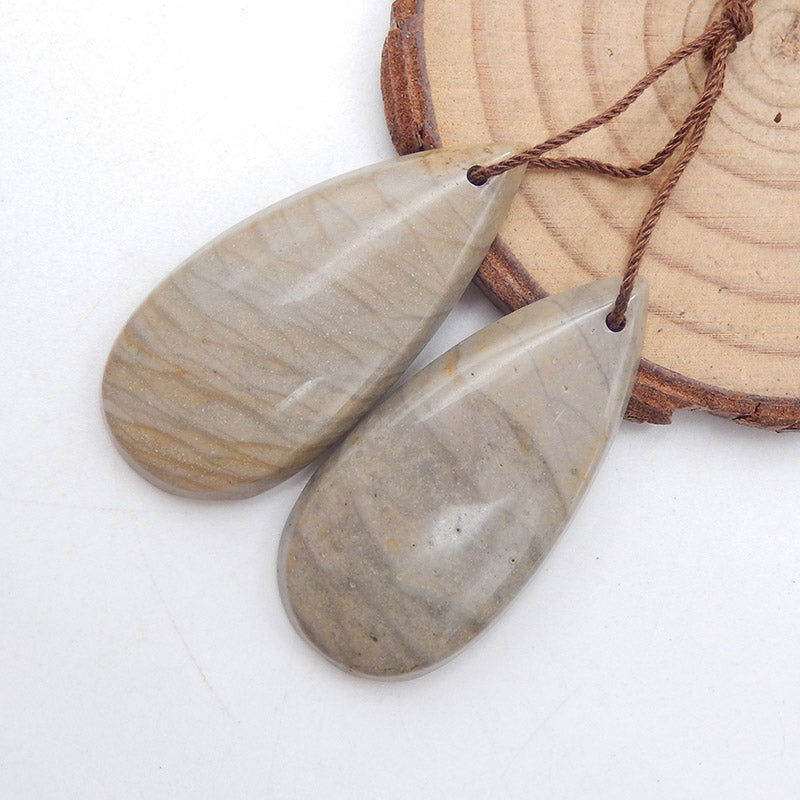 Perles de boucle d'oreille en pierre gemme de jaspe naturel, 41x19x5 mm, 11,7 g