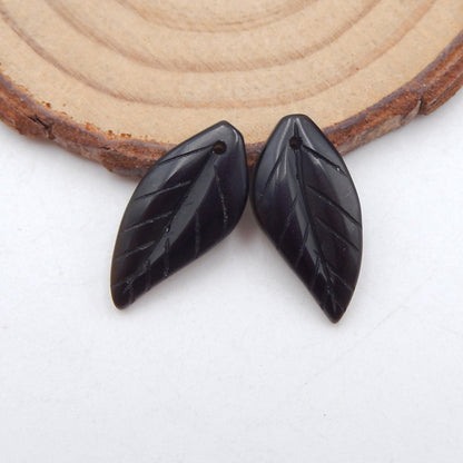 Natural Obsidian Earring Beads 21x10x3mm, 2.2g