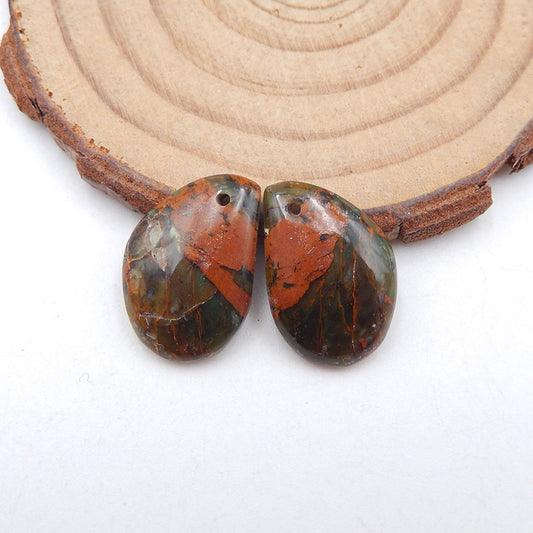 Paire de boucles d'oreilles goutte d'opale verte, 19x13x4 mm, 3,1 g