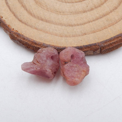 天然红宝石耳环一对，用于制作耳环的石头，13X10X6mm，3.6g