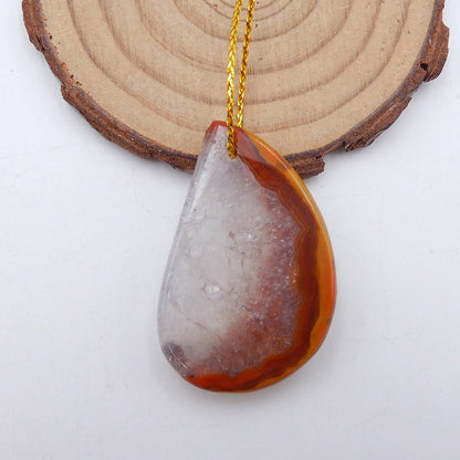 Natural Warring States Red Agate Pendant Bead 38x25x8mm, 12.2g