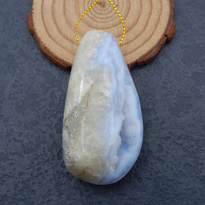 Natural Blue Lace Agate Pendant Bead 50x30x22mm, 52.1g