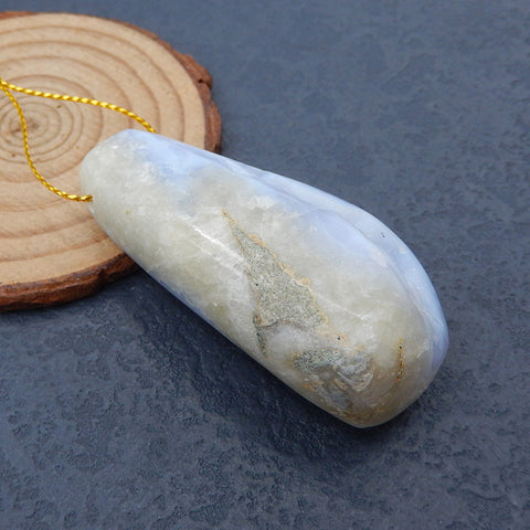 Natural Blue Lace Agate Pendant Bead 50x30x22mm, 52.1g