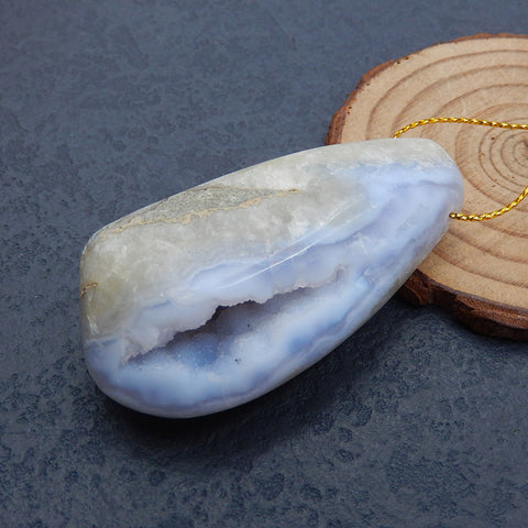 Natural Blue Lace Agate Pendant Bead 50x30x22mm, 52.1g