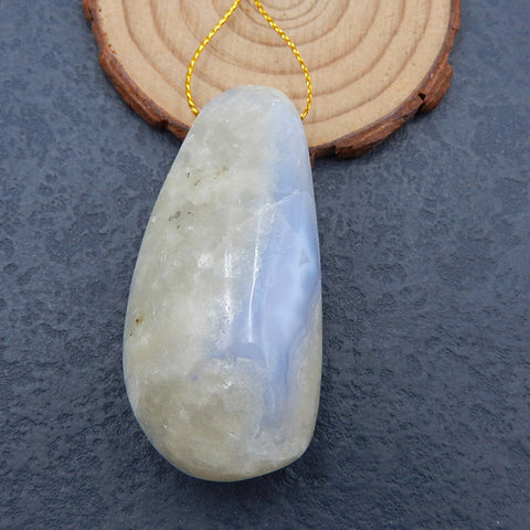 Natural Blue Lace Agate Pendant Bead 50x30x22mm, 52.1g