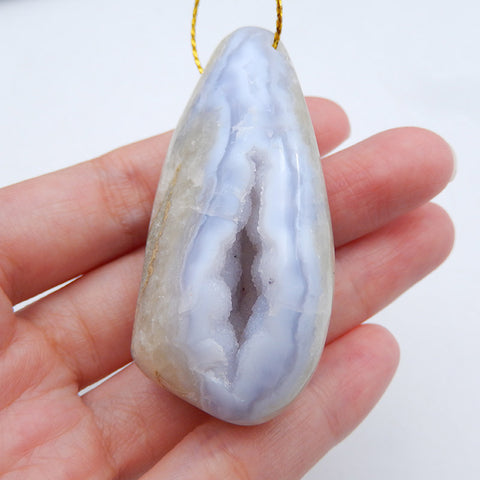 Natural Blue Lace Agate Pendant Bead 50x30x22mm, 52.1g