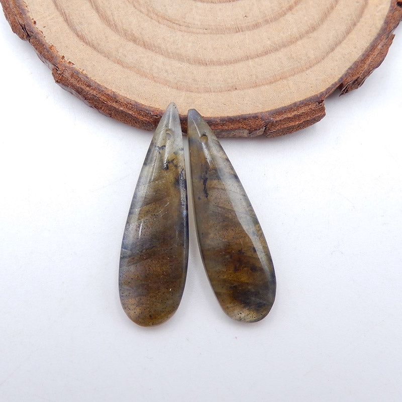 Natural Labradorite Earring Beads 32X10X4mm, 4.2g