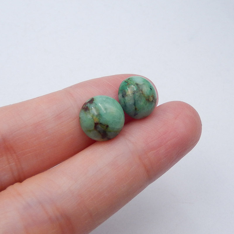 Natural Chrysocolla Cabochons Paired 10x5mm, 1.8g