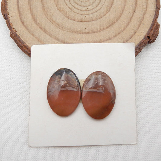 Us Biggs Jasper Gemstone Cabochon Pair, 18X13X5mm, 2.7g