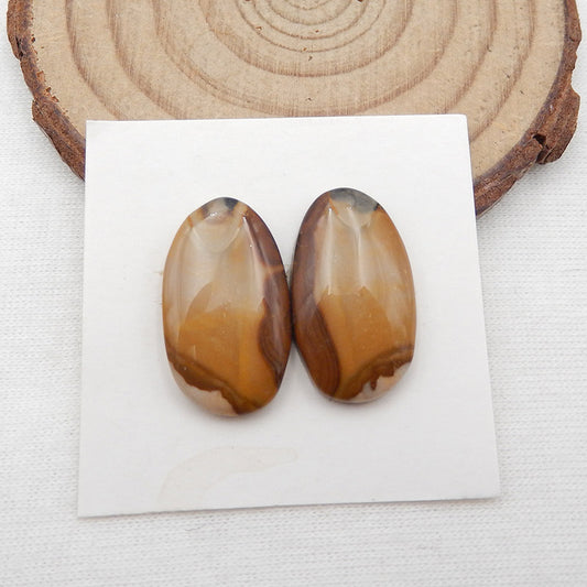 Us Biggs Jasper Gemstone Cabochon Pair, 21X12X4mm,4g
