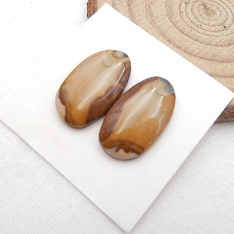 Natural Biggs Jasper Cabochons Paired 21X12X4mm, 4g