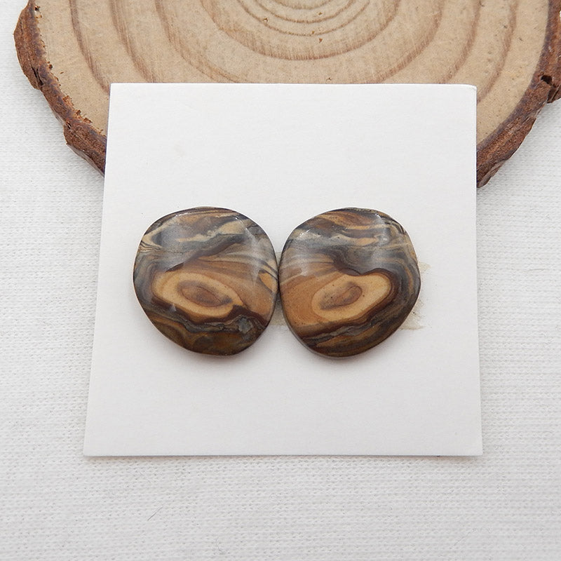 Natural Biggs Jasper Cabochons Paired 15X15X3mm, 3g