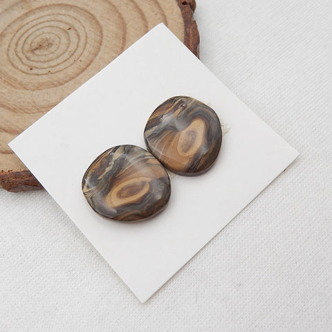 Natural Biggs Jasper Cabochons Paired 15X15X3mm, 3g