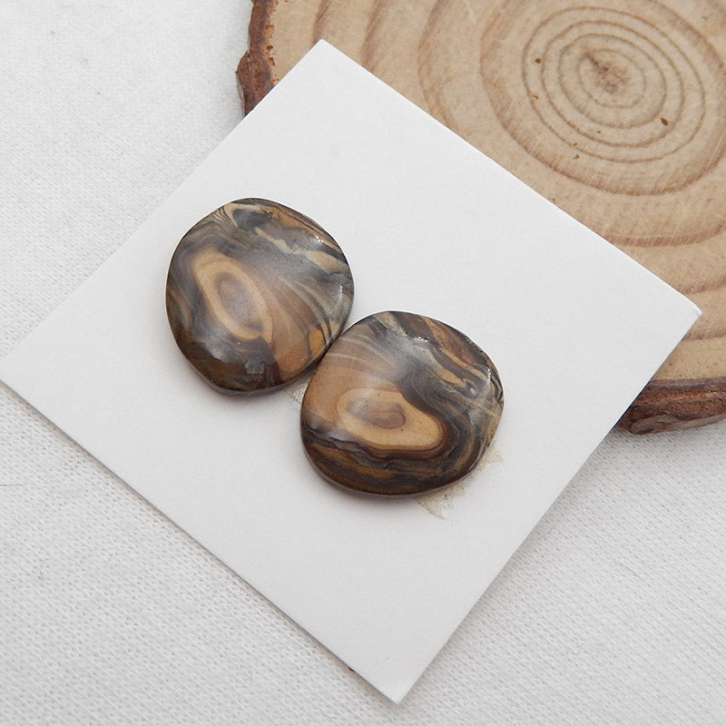Natural Biggs Jasper Cabochons Paired 15X15X3mm, 3g