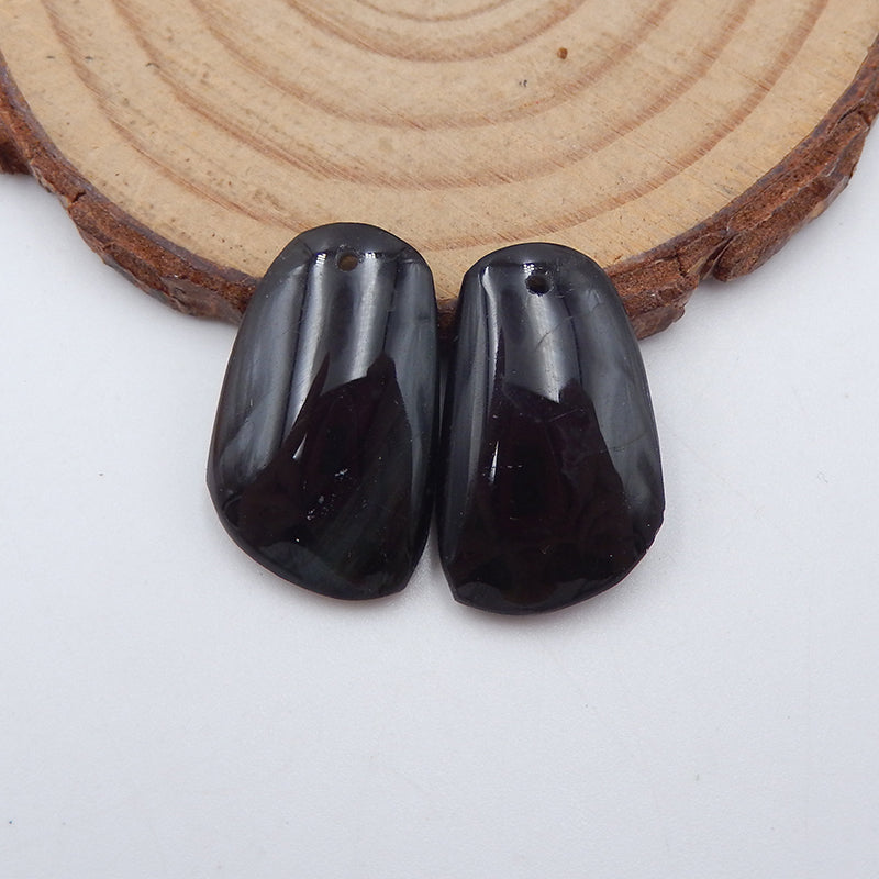 Natural Obsidian Earring Beads 22X14X4mm, 3.7g