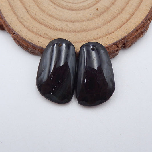 Paire de boucles d'oreilles en pierres précieuses d'obsidienne naturelle, 22 x 14 x 4 mm, 3,7 g
