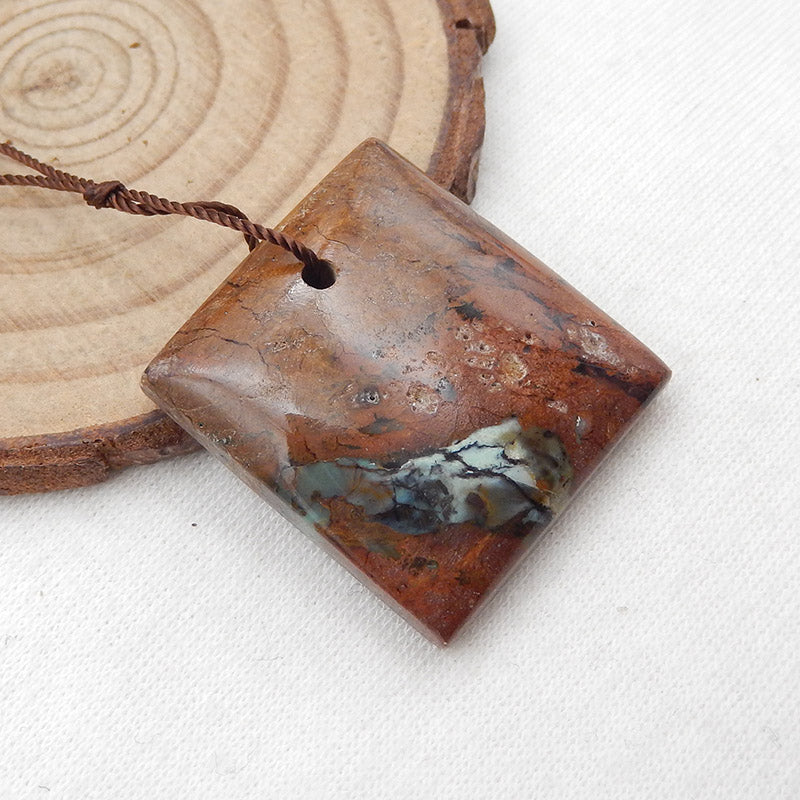 Natural Green Opal Pendant Bead 27x25x8mm, 10.1g