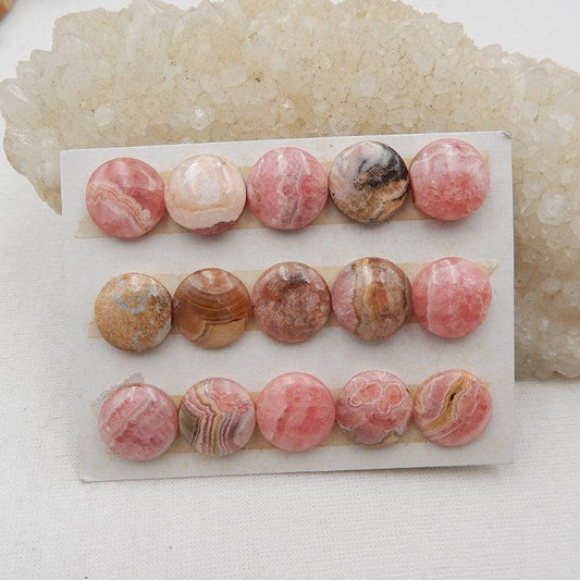 15 pcs Natural Argentina Rhodochrosite Cabochons 12x3mm, 19.5g