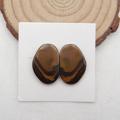 Natural Biggs Jasper Cabochons Paired 20x13x3mm, 3.5g