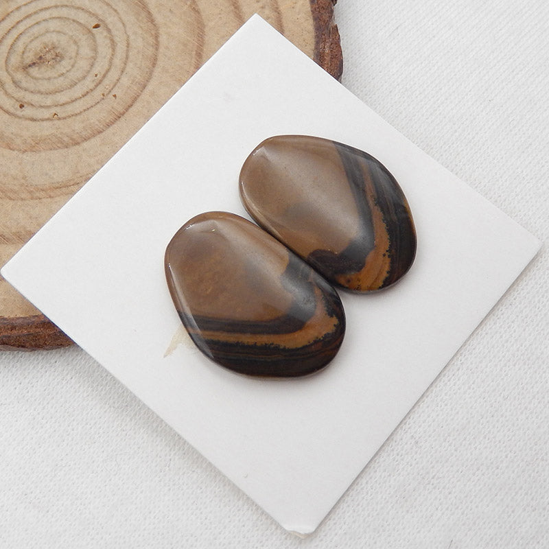 Natural Biggs Jasper Cabochons Paired 20x13x3mm, 3.5g