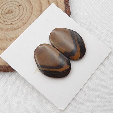 Natural Biggs Jasper Cabochons Paired 20x13x3mm, 3.5g