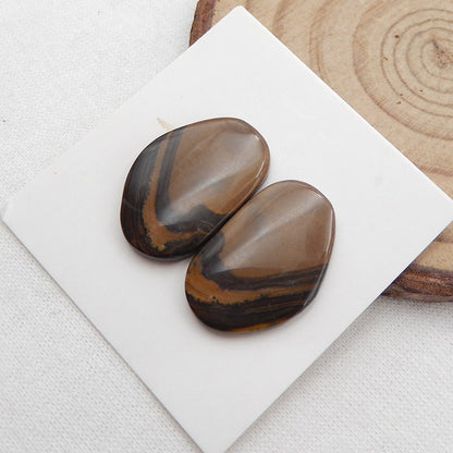 Natural Biggs Jasper Cabochons Paired 20x13x3mm, 3.5g