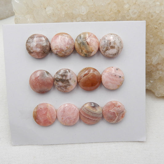12 pcs Natural Argentina Rhodochrosite Cabochons 10x10x4mm, 11.3g