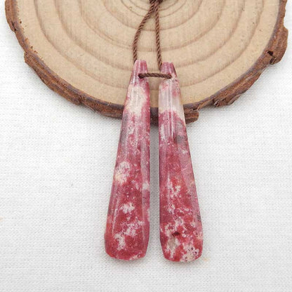 Natural Thulite Jasper Earring Beads 42x9x3mm, 5.4g