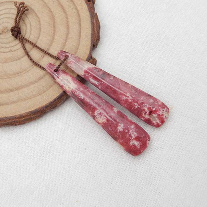 Natural Thulite Jasper Earring Beads 42x9x3mm, 5.4g
