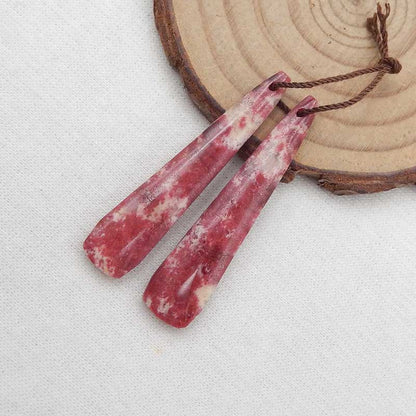 Natural Thulite Jasper Earring Beads 42x9x3mm, 5.4g