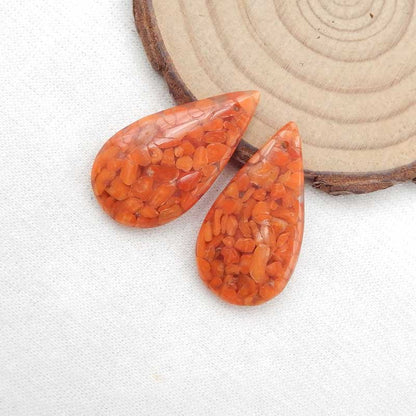 Natural Coral Earring Beads 29x15x5mm, 5.4g