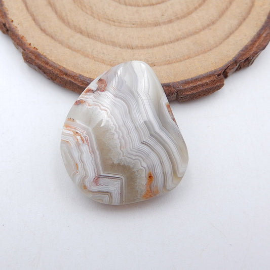 Perle pendentif en pierre précieuse d'agate de dentelle folle naturelle, 25 x 22 x 8 mm, 7,9 g