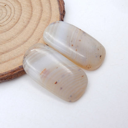 Natural Banded Agate Cabochons Paired 29x15x3mm, 6.4g
