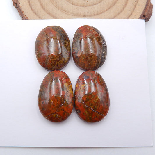 2 Pairs Natural Warring States Red Agate Cabochons 21x14x6mm, 12g
