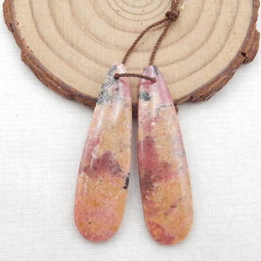 Natural Rhodonite Earring Beads 42X12X4mm, 9.6g