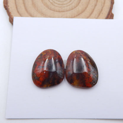 Natural Warring States Red Agate Cabochons Paired 19x17x6mm, 7.3g