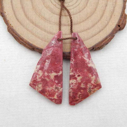 Natural Thulite Jasper Earring Beads 30x20x4mm, 6.8g