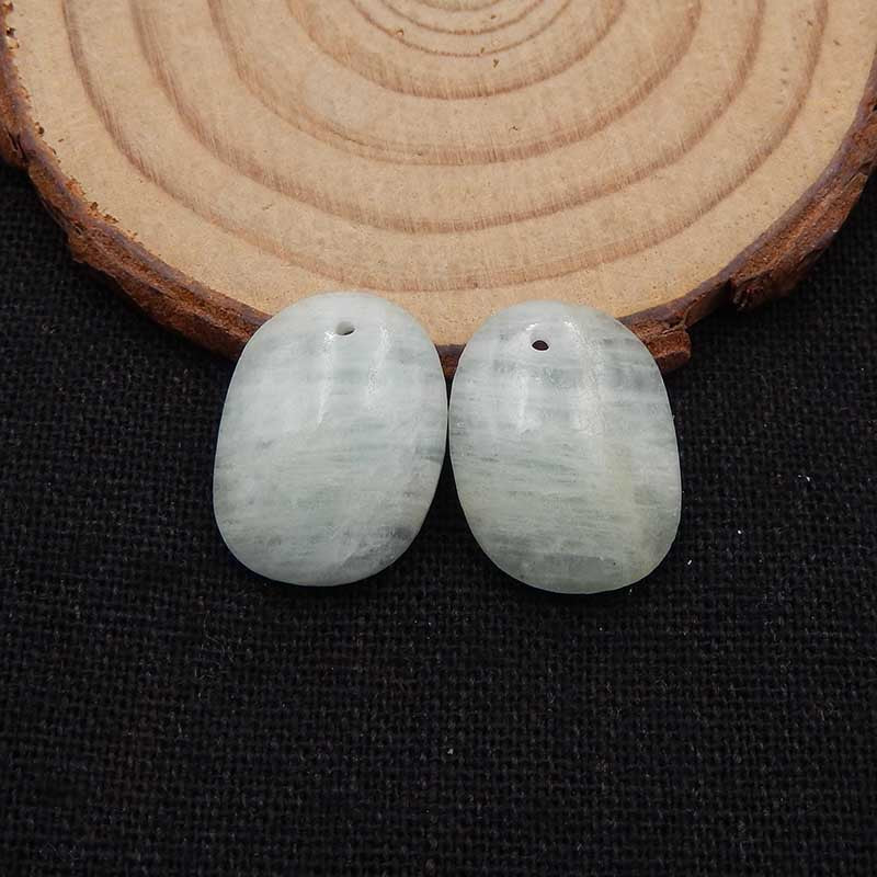Paire de boucles d'oreilles aigue-marine bleue naturelle, pierre pour la fabrication de boucles d'oreilles, 19x14x5mm, 4.4g