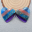 Intarsia of Volcano Cherry Quncortz, Blue Apatite Crystal, Blue Piezoelectric Quartz and Purple Piezoelectric Quartz Earring Beads 30x30x5mm, 16.2g