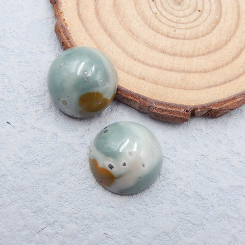 Natural Biggs Jasper Cabochons Paired 18x8mm, 7.8g