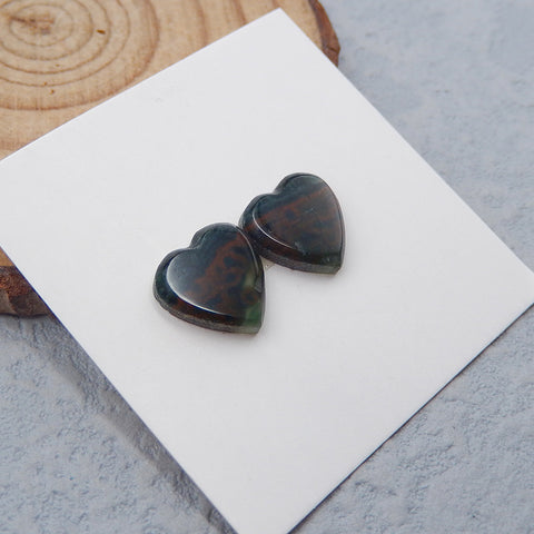 Natural Ocean Jasper Cabochons Paired 10X3mm, 1.6g