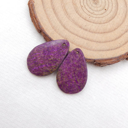 Natural African Purple Stone Earring Beads 21x14x3mm, 2.6g